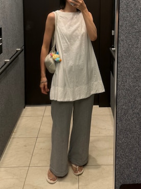 「アイテム（スウェットパンツ）」を使った、𝘼𝙕𝙐𝙎𝘼さん（レディース・153cm）の夏コーディネート