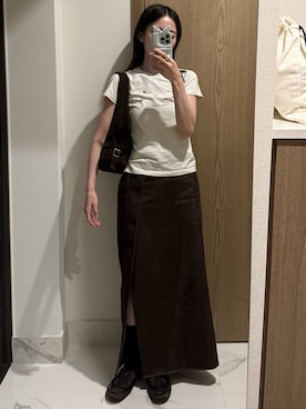 「Kijun（キジュン）のKijun/キジュン Planet T-Shirt（Tシャツ/カットソー、ホワイト系）」を使った、𝘼𝙕𝙐𝙎𝘼さん（レディース・153cm）の夏コーディネート