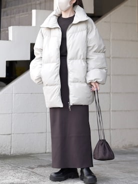 「skirt」｜「アイテム（ジャケット/アウター）」を使った、𝘼𝙕𝙐𝙎𝘼さん（レディース・153cm）の冬コーディネート