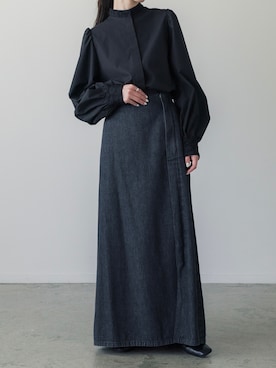 「アイテム（デニムスカート、グレー系）」を使った、𝘼𝙕𝙐𝙎𝘼さん（レディース・153cm）の春コーディネート