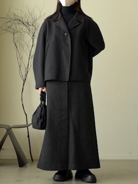 「gray」｜「アイテム（ジャケット/アウター）」を使った、𝘼𝙕𝙐𝙎𝘼さん（レディース・153cm）の冬コーディネート