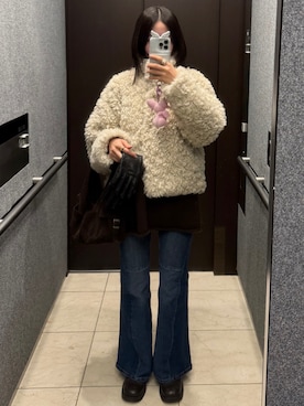 「MANGO（マンゴ）のアイテム」を使った、𝘼𝙕𝙐𝙎𝘼さん（レディース・153cm）の冬コーディネート