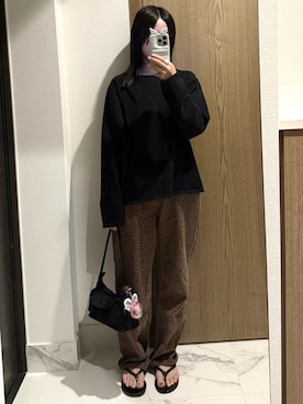 「Sのアイテム（トップス、ブラック系）」を使った、𝘼𝙕𝙐𝙎𝘼さん（レディース・153cm）の夏コーディネート