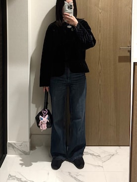 「MEER.（メーア）のアイテム（ジャケット/アウター、ブラック系）」を使った、𝘼𝙕𝙐𝙎𝘼さん（レディース・153cm）の春コーディネート