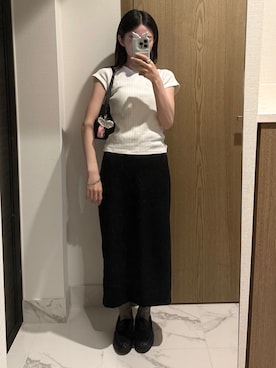 「Brandy Melville（ブランディメルビル）のアイテム（トップス、ホワイト系）」を使った、𝘼𝙕𝙐𝙎𝘼さん（レディース・153cm）の夏コーディネート