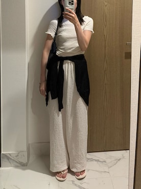 「H&M（エイチ・アンド・エム）のアイテム（パンツ）」を使った、𝘼𝙕𝙐𝙎𝘼さん（レディース・153cm）の夏コーディネート