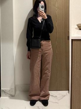 「chiyagiのアイテム（トップス、ブラック系）」を使った、𝘼𝙕𝙐𝙎𝘼さん（レディース・153cm）の春コーディネート