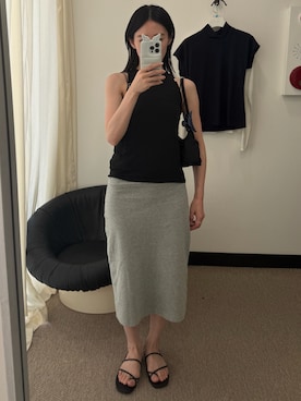 「CERRICのアイテム（トップス、ブラック系）」を使った、𝘼𝙕𝙐𝙎𝘼さん（レディース・153cm）の夏コーディネート