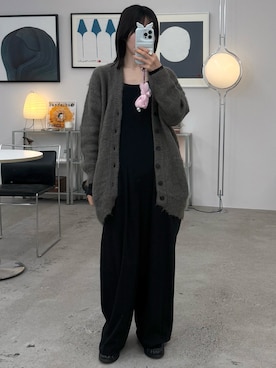 「アイテム（つなぎ/オールインワン）」を使った、𝘼𝙕𝙐𝙎𝘼さん（レディース・153cm）の冬コーディネート