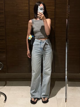 「H&M（エイチ・アンド・エム）のアイテム（パンツ）」を使った、𝘼𝙕𝙐𝙎𝘼さん（レディース・153cm）の夏コーディネート