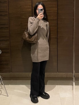「H&M（エイチ・アンド・エム）のアイテム（ワンピース/ドレス）」を使った、𝘼𝙕𝙐𝙎𝘼さん（レディース・153cm）の冬コーディネート