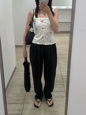 「GROWNYのアイテム（トップス、ホワイト系）」を使った、𝘼𝙕𝙐𝙎𝘼さん（レディース・153cm）の夏コーディネート