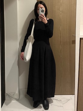 「CHARLES & KEITH（チャールズ & キース）のロング フラットブーツ / Knee High Flat Boots（ブーツ、ブラック系）」を使った、𝘼𝙕𝙐𝙎𝘼さん（レディース・153cm）の夏コーディネート