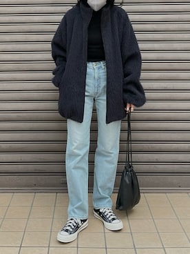 「sneakers」｜「アイテム（ジャケット/アウター）」を使った、𝘼𝙕𝙐𝙎𝘼さん（レディース・153cm）の冬コーディネート