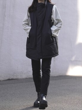 「pants」｜「アイテム（ジャケット/アウター）」を使った、𝘼𝙕𝙐𝙎𝘼さん（レディース・153cm）の冬コーディネート
