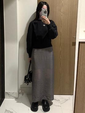「CHARLES & KEITH（チャールズ & キース）のニーハイ ブーツ（ブーツ、ブラック系）」を使った、𝘼𝙕𝙐𝙎𝘼さん（レディース・153cm）の春コーディネート