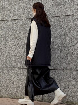 「skirt」｜「アイテム（ジャケット/アウター）」を使った、𝘼𝙕𝙐𝙎𝘼さん（レディース・153cm）の冬コーディネート