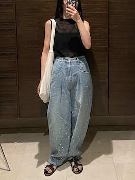 「LILY BROWN（リリーブラウン）のアイテム（パンツ）」を使った、𝘼𝙕𝙐𝙎𝘼さん（レディース・153cm）の夏コーディネート