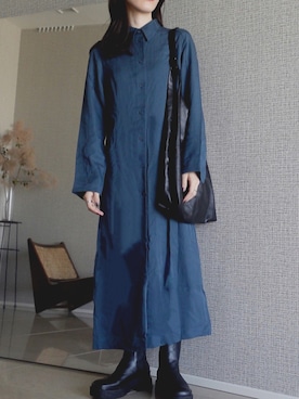 「blue」｜「アイテム（ブーツ）」を使った、𝘼𝙕𝙐𝙎𝘼さん（レディース・153cm）の秋コーディネート