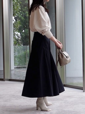 「skirt」｜「アイテム（ブーツ）」を使った、𝘼𝙕𝙐𝙎𝘼さん（レディース・153cm）の秋コーディネート
