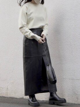 「skirt」｜「アイテム（ブーツ）」を使った、𝘼𝙕𝙐𝙎𝘼さん（レディース・153cm）の秋コーディネート