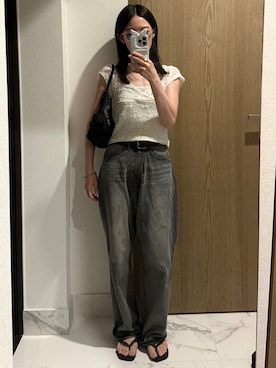 「ASURA（アスラ）のアイテム（トップス、ホワイト系）」を使った、𝘼𝙕𝙐𝙎𝘼さん（レディース・153cm）の夏コーディネート