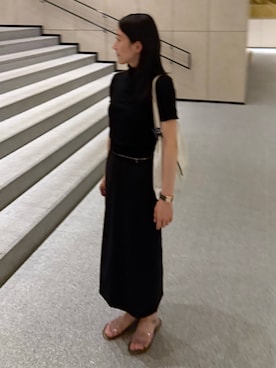 「H&M（エイチ・アンド・エム）のアイテム（トップス、ブラック系）」を使った、𝘼𝙕𝙐𝙎𝘼さん（レディース・153cm）の夏コーディネート