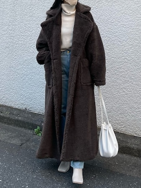 「BROWN」｜「アイテム（ブーツ）」を使った、𝘼𝙕𝙐𝙎𝘼さん（レディース・153cm）の冬コーディネート