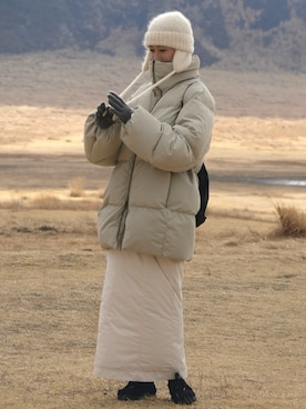 「アイテム（帽子）」を使った、𝘼𝙕𝙐𝙎𝘼さん（レディース・153cm）の冬コーディネート