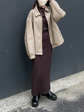 「skirt」｜「アイテム（ジャケット/アウター）」を使った、𝘼𝙕𝙐𝙎𝘼さん（レディース・153cm）の冬コーディネート