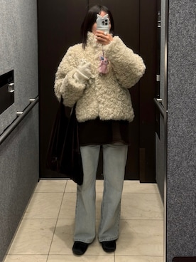 「アイテム（その他シューズ）」を使った、𝘼𝙕𝙐𝙎𝘼さん（レディース・153cm）の冬コーディネート