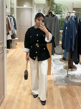 「アイテム（ノーカラージャケット）」を使った、aoiii1313さん（レディース・153cm）の冬コーディネート