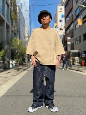 「ISAMU KATAYAMA BACKLASH（イサムカタヤマバックラッシュ）のアイテム（帽子）」を使った、shigeさん（メンズ・168cm）の冬コーディネート