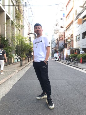「スウエットパンツ」｜「アイテム（アクセサリー）」を使った、shigeさん（メンズ・168cm）の夏コーディネート
