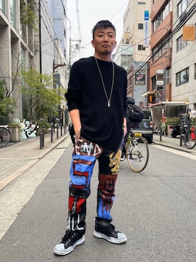「ISAMU KATAYAMA BACKLASH（イサムカタヤマバックラッシュ）のアイテム（トップス）」を使った、shigeさん（メンズ・168cm）の冬コーディネート