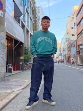 「ISAMU KATAYAMA BACKLASH（イサムカタヤマバックラッシュ）のアイテム（デニムパンツ）」を使った、shigeさん（メンズ・168cm）の秋コーディネート