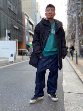 「ISAMU KATAYAMA BACKLASH（イサムカタヤマバックラッシュ）のアイテム（ダウンジャケット/コート）」を使った、shigeさん（メンズ・168cm）の秋コーディネート