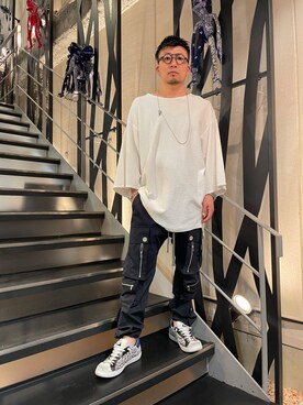 「ISAMU KATAYAMA BACKLASH（イサムカタヤマバックラッシュ）のアイテム（トップス）」を使った、shigeさん（メンズ・168cm）の春コーディネート