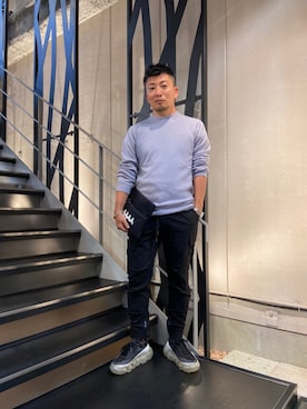 「1piu1uguale3 RELAX（ウノピュウノウグァーレトレリラックス）のアイテム（カーゴパンツ）」を使った、shigeさん（メンズ・168cm）の夏コーディネート