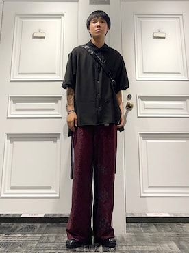 「アイテム（パンツ、レッド系）」を使った、issin0006さん（メンズ・175cm）の夏コーディネート