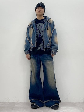「HARE（ハレ）のアイテム（デニムジャケット）」を使った、issin0006さん（メンズ・175cm）の冬コーディネート