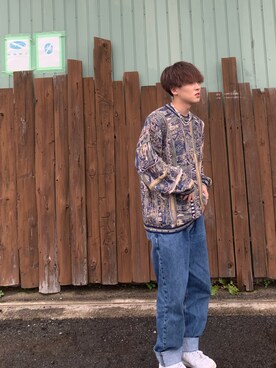 「古着のアイテム（ニット/セーター、その他）」を使った、___011116__さん（メンズ・170cm）の秋コーディネート