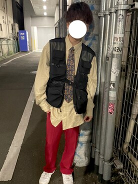 「古着のアイテム（ベスト、ブラック系）」を使った、___011116__さん（メンズ・170cm）の秋コーディネート
