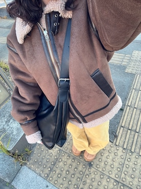 「アイテム（ムートンコート）」を使った、ﾊﾙさん（レディース・152cm）の冬コーディネート