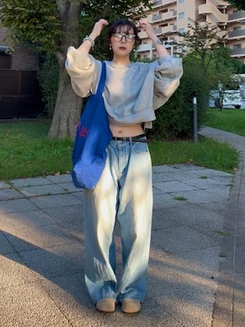 「BROKEN BASE（ブロークンベース）のアイテム」を使った、Takahashiさん（レディース・157cm）の秋コーディネート