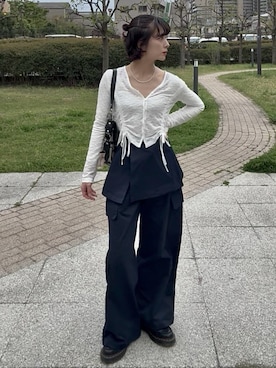 「UNE MANSION（ユヌマンション）のアイテム」を使った、Takahashiさん（レディース・157cm）の春コーディネート