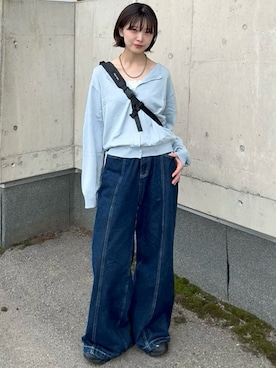 「BROKEN BASE（ブロークンベース）のアイテム（バッグ）」を使った、Takahashiさん（レディース・157cm）の春コーディネート