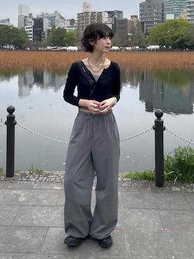 「BROKEN BASE（ブロークンベース）のアイテム（バッグ）」を使った、Takahashiさん（レディース・157cm）の春コーディネート