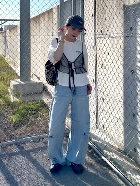 「MERRELL（メレル）のハイドロ ネクスト ジェン モック（サンダル、ブラック系）」を使った、Takahashiさん（レディース・157cm）の夏コーディネート