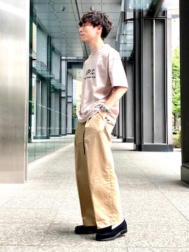 「A.P.C.（アーペーセー）のアイテム」を使った、TAMBATA NAOTOさん（メンズ・171cm）の夏コーディネート